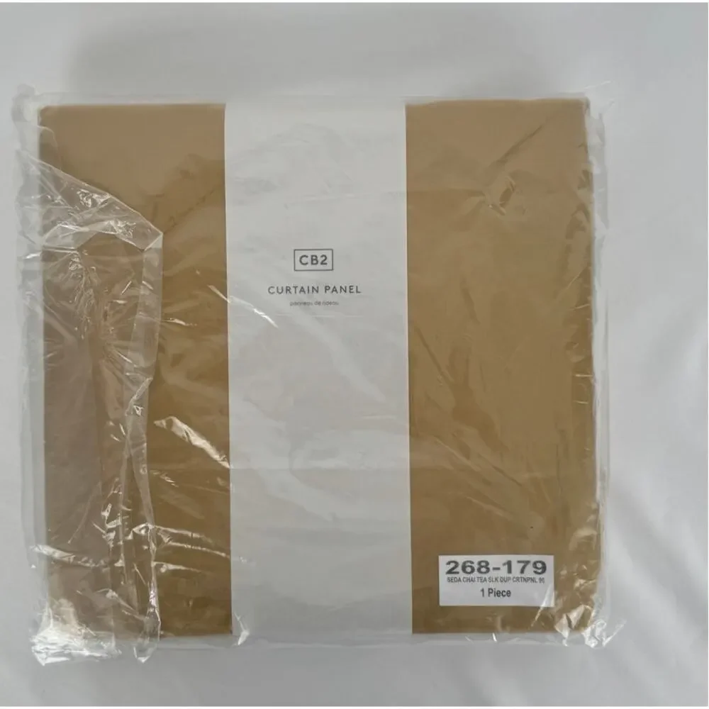 CB2 Crate Barrel Seda Chai Tea Dupioni Silk Curtain Panel 48
